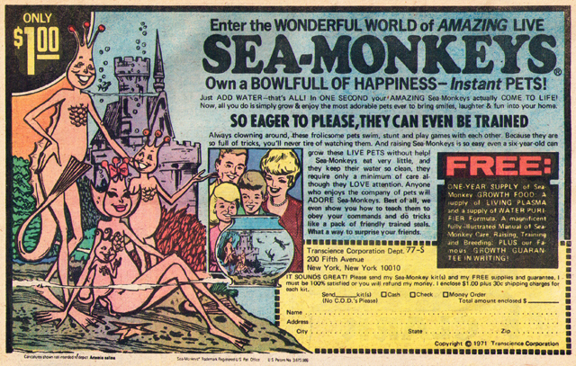 Zip codes and sea monkeys